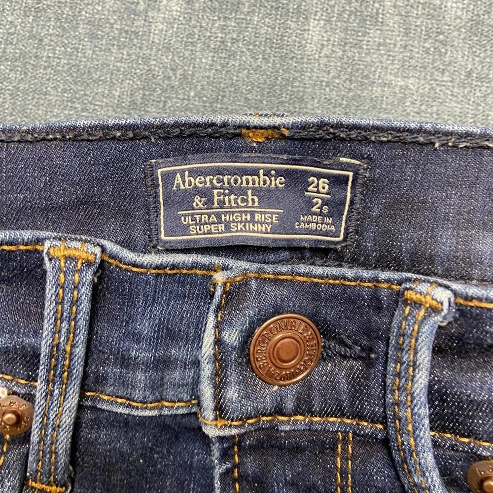 Abercrombie & Fitch Jeans Womens 26/2S Blue Denim Ultra High Rise Super Skinny